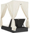 vidaXL - Ligbed - tweepersoons - met - dak - en - gordijn - poly - rattan - zwart