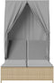 vidaXL - Ligbed - tweepersoons - met - dak - en - gordijn - poly - rattan - beige