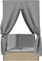 vidaXL - Ligbed - tweepersoons - met - dak - en - gordijn - poly - rattan - beige
