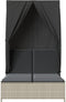 vidaXL - Ligbed - tweepersoons - met - dak - en - gordijn - poly - rattan - lichtgrijs