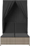 vidaXL - Ligbed - tweepersoons - met - dak - en - gordijn - poly - rattan - grijs