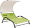 vidaXL - Ligbed - tweepersoons - met - luifel - textileen - groen