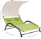 vidaXL - Ligbed - tweepersoons - met - luifel - textileen - groen
