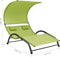 vidaXL - Ligbed - tweepersoons - met - luifel - textileen - groen