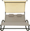 vidaXL - Ligbed - tweepersoons - met - luifel - textileen - taupe - en - crèmekleurig