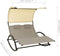 vidaXL - Ligbed - tweepersoons - met - luifel - textileen - taupe - en - crèmekleurig