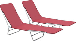 vidaXL - Ligbedden - 2 - st - inklapbaar - staal - en - stof - rood