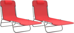 vidaXL - Ligbedden - 2 - st - inklapbaar - textileen - en - staal - rood
