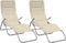 vidaXL - Ligbedden - 2 - st - inklapbaar - textileen - en - gepoedercoat - staal - crème