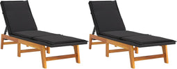 vidaXL - Ligbedden - 2 - st - met - kussens - poly - rattan - en - massief - acaciahout