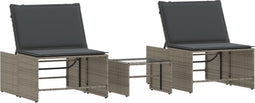vidaXL - Ligbedden - 2 - st - met - tafel - poly - rattan - grijs