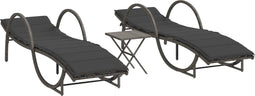 vidaXL - Ligbedden - 2 - st - met - tafel - poly - rattan - grijs