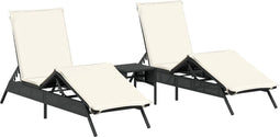vidaXL - Ligbedden - 2 - st - met - tafel - poly - rattan - zwart
