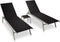 vidaXL - Ligbedden - 2 - st - met - tafel - staal - en - textileen - zwart