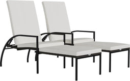vidaXL - Ligbedden - 2 - st - met - voetensteun - polyetheen - rattan - bruin
