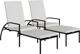 vidaXL - Ligbedden - 2 - st - met - voetensteun - polyetheen - rattan - zwart