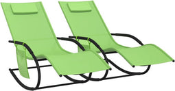 vidaXL - Ligbedden - 2 - st - schommelend - staal - en - textileen - groen
