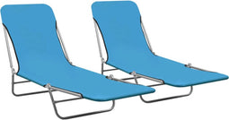 vidaXL - Ligbedden - inklapbaar - 2 - st - staal - en - stof - blauw