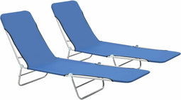 vidaXL - Ligbedden - inklapbaar - 2 - st - staal - en - stof - blauw