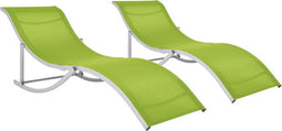vidaXL - Ligbedden - inklapbaar - 2 - st - textileen - groen