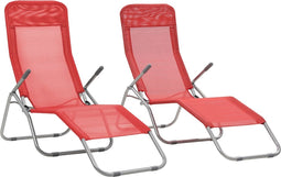 vidaXL - Ligbedden - inklapbaar - 2 - st - textileen - rood