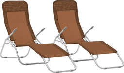 vidaXL - Ligbedden - inklapbaar - 2 - st - textileen - taupe