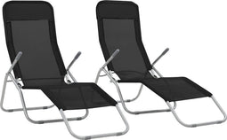 vidaXL - Ligbedden - inklapbaar - 2 - st - textileen - zwart