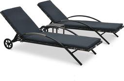 vidaXL - Ligbedden - met - tafel - poly - rattan - antraciet