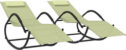vidaXL - Ligbedden - schommelend - 2 - st - staal - en - textileen - crèmekleurig