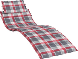vidaXL - Ligbedkussen - 186x58x3 - cm - oxford - stof - ruitpatroon - rood