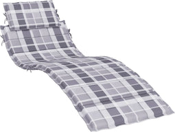 vidaXL - Ligbedkussen - 186x58x3 - cm - oxford - stof - ruitpatroon - grijs