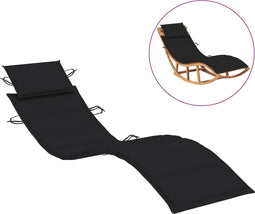 vidaXL - Ligbedkussen - 186x58x3 - cm - oxford - stof - zwart