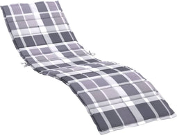 vidaXL - Ligbedkussen - 200x50x3 - cm - oxford - stof - ruitpatroon - grijs