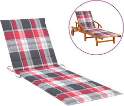 vidaXL - Ligbedkussen - 200x60x3 - cm - oxford - stof - ruitpatroon - rood