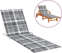 vidaXL - Ligbedkussen - 200x70x3 - cm - oxford - stof - ruitpatroon - grijs