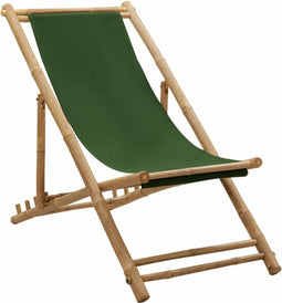 vidaXL - Ligstoel - bamboe - en - canvas - groen