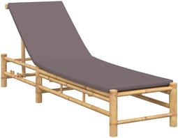 vidaXL - Ligstoel - met - kussens - 55x199x30 - cm - bamboe