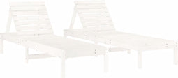 vidaXL - Ligstoelen - 2 - st - 199,5x60x74 - cm - massief - grenenhout - wit