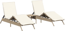 vidaXL - Ligstoelen - 2 - st - met - tafel - poly - rattan - beige