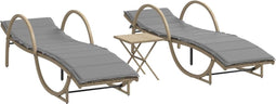 vidaXL - Ligstoelen - 2 - st - met - tafel - poly - rattan - beige