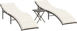 vidaXL - Ligstoelen - 2 - st - met - tafel - poly - rattan - bruin