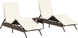vidaXL - Ligstoelen - 2 - st - met - tafel - poly - rattan - bruin