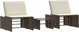 vidaXL - Ligstoelen - 2 - st - met - tafel - poly - rattan - bruin
