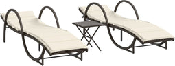 vidaXL - Ligstoelen - 2 - st - met - tafel - poly - rattan - bruin