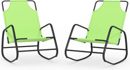 vidaXL - Ligstoelen - 2 - st - schommelend - staal - en - textileen - groen