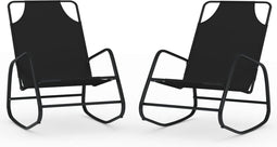 vidaXL - Ligstoelen - 2 - st - schommelend - staal - en - textileen - zwart