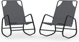 vidaXL - Ligstoelen - 2 - st - schommelend - staal - en - textileen - grijs