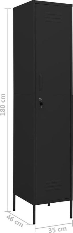 vidaXL - Lockerkast - 35x46x180 - cm - staal - zwart