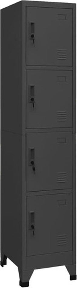 vidaXL - Lockerkast - 38x45x180 - cm - staal - antracietkleurig