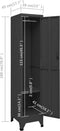 vidaXL - Lockerkast - 38x45x180 - cm - staal - antracietkleurig